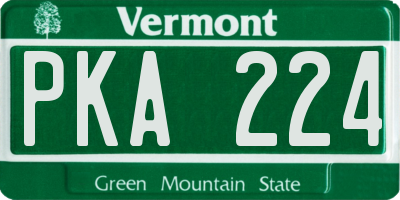 VT license plate PKA224