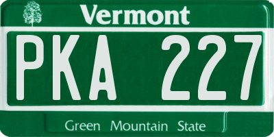 VT license plate PKA227
