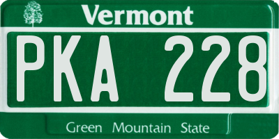 VT license plate PKA228