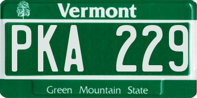 VT license plate PKA229