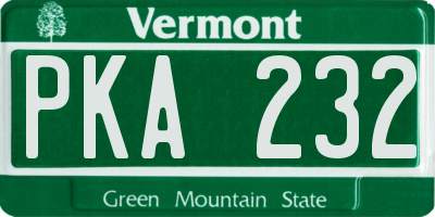 VT license plate PKA232