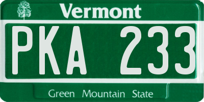 VT license plate PKA233