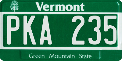 VT license plate PKA235