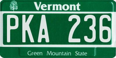 VT license plate PKA236