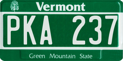 VT license plate PKA237
