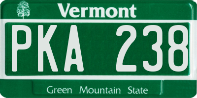 VT license plate PKA238