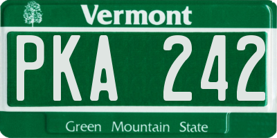 VT license plate PKA242