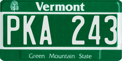 VT license plate PKA243