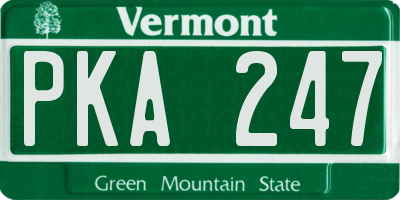 VT license plate PKA247