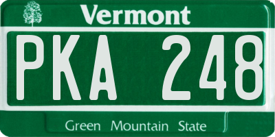 VT license plate PKA248