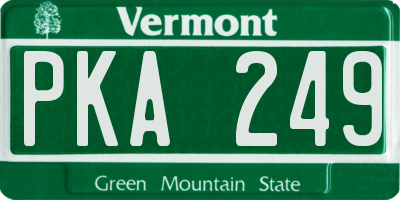 VT license plate PKA249