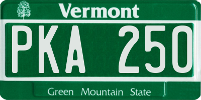 VT license plate PKA250