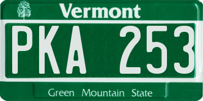 VT license plate PKA253