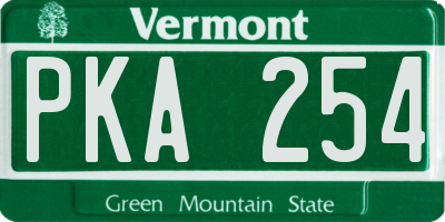 VT license plate PKA254