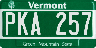 VT license plate PKA257