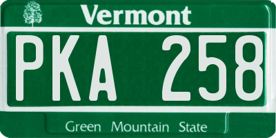 VT license plate PKA258