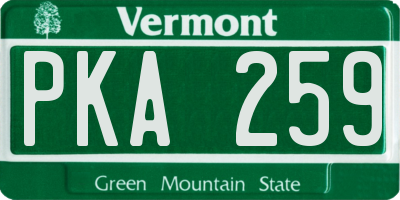 VT license plate PKA259