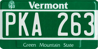 VT license plate PKA263