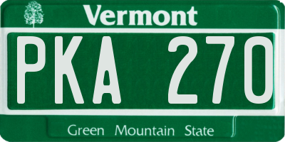 VT license plate PKA270