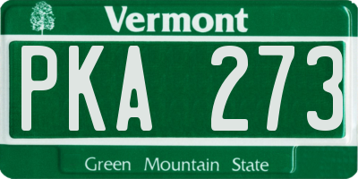 VT license plate PKA273