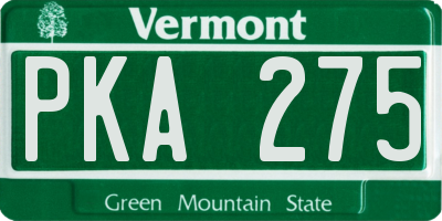 VT license plate PKA275