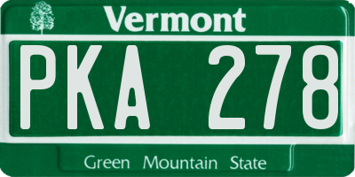 VT license plate PKA278