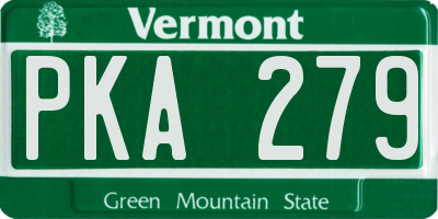 VT license plate PKA279