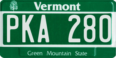 VT license plate PKA280