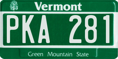VT license plate PKA281