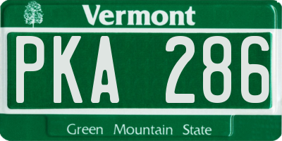 VT license plate PKA286