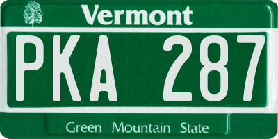 VT license plate PKA287