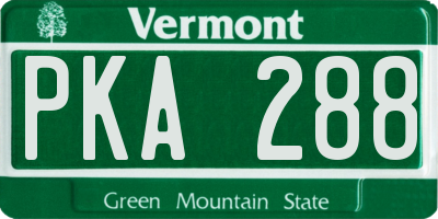 VT license plate PKA288