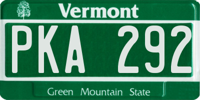 VT license plate PKA292