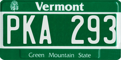 VT license plate PKA293