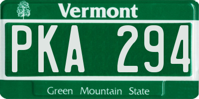 VT license plate PKA294