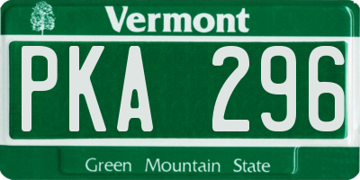 VT license plate PKA296