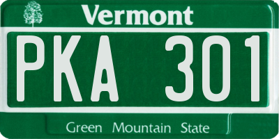 VT license plate PKA301