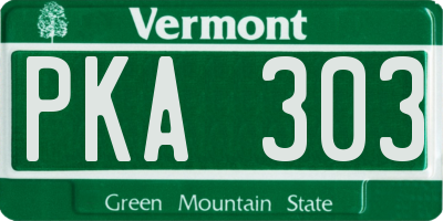 VT license plate PKA303