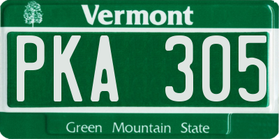 VT license plate PKA305