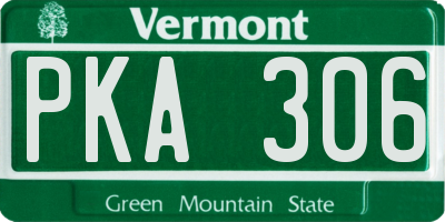 VT license plate PKA306