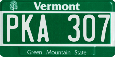 VT license plate PKA307