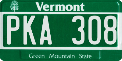 VT license plate PKA308