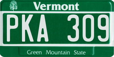 VT license plate PKA309