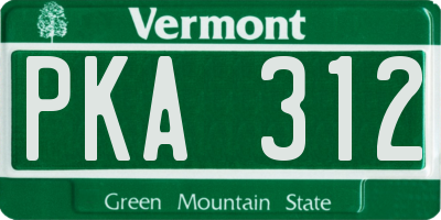 VT license plate PKA312