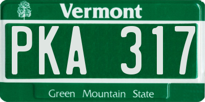 VT license plate PKA317