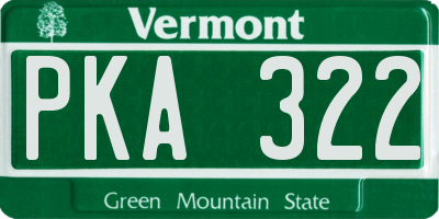 VT license plate PKA322