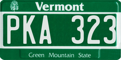 VT license plate PKA323