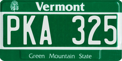 VT license plate PKA325