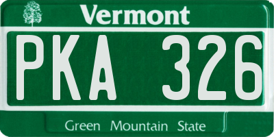 VT license plate PKA326