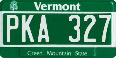 VT license plate PKA327